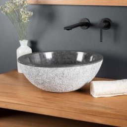 Wanda Collection Lavabo sobre encimera de mármol negro 40 cm