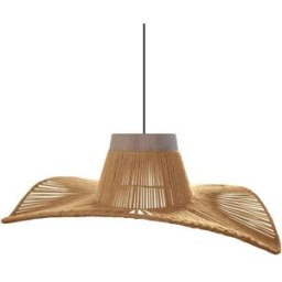 Tosel Lámpara de suspensión metal y madera natural pantalla hilo natural