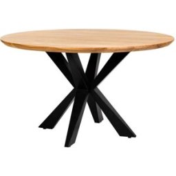 Wanderlust deco Mesa de comedor redonda borde suizo de madera de acacia d130x77