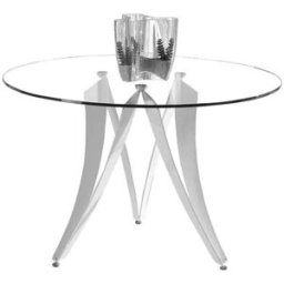 Pondecor Mesa redonda de comedor con cristal templado. 120 × 77H