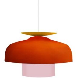 Tosel Lámpara de suspensión metal multicolor pantalla naranja
