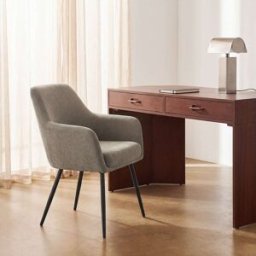 Maisons du Monde Sillón de comedor de tela moka con patas de acero negro