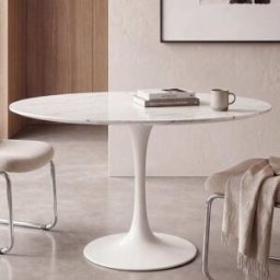 Maisons du Monde Mesa de comedor ovalada efecto mármol blanco y acero 140 cm