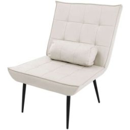 ML-Design Sillón para el salón butaca de lectura con respaldo inclinado crema