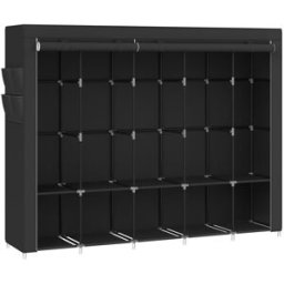 SONGMICS Armario de ropa plegable con 5 barras y estantes de color negro