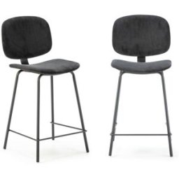 Calicosy Lote de 2 taburetes de terciopelo acanalado h65 cm - negro