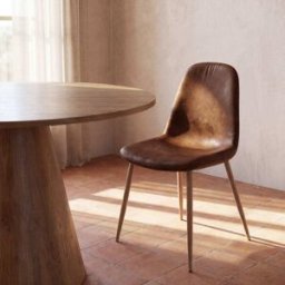 Maisons du Monde Silla de microgamuza marrón efecto cuero envejecido