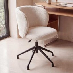 Maisons du Monde Silla de escritorio giratoria de tela cruda y acero negro