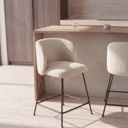 Maisons du Monde Set de 2 taburetes altos de tela cruda y acero negro de 66 cm
