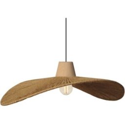 Tosel Lámpara de suspensión metal y madera natural pantalla hilo natural