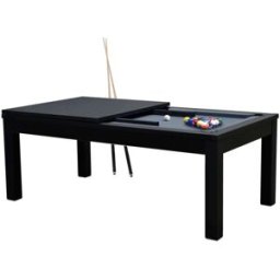 Maison Pavane Mesa de billar convertible negra con alfombra gris