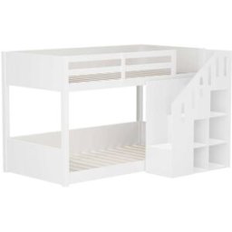 OKWISH Litera infantil blanca de madera con almacenaje 90x200 cm