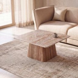 Maisons du Monde Mesa de centro de mármol blanco y mango macizo, Ø80 cm
