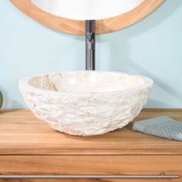 Wanda Collection Lavabo sobre encimera de mármol crema 40 cm