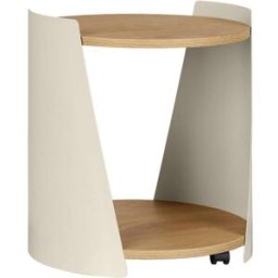 sweeek Mesa auxiliar de metal y efecto madera con ruedas, beige