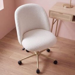 Maisons du Monde Silla de escritorio infantil de tela de rizo blanca