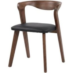 Maison Pavane Silla de madera de caucho marrón y cuero sintético negro