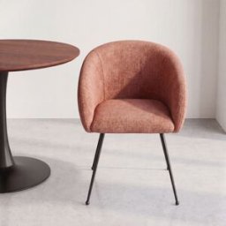 Maisons du Monde Sillón de comedor en tejido terracota y patas de acero negro