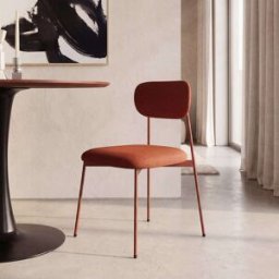 Maisons du Monde Set de 2 sillas apilables de tela y acero terracota