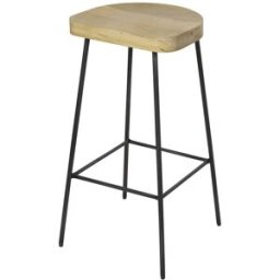 Maisons du Monde Taburete alto de madera de mango macizo y acero negro