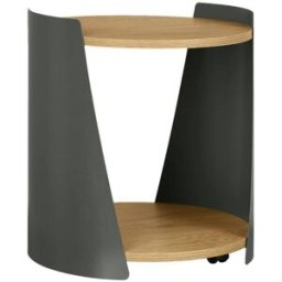 sweeek Mesa auxiliar de metal y efecto madera con ruedas, verde