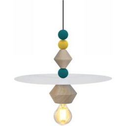 Tosel Lámpara de suspensión cercle metal blanco madera multicolor
