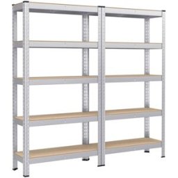 SONGMICS Estantería pesada de 5 niveles de acero carga 650 kg de color plata