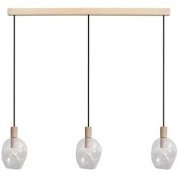 Tosel Lámpara de techo barra madera natural pantalla transparente