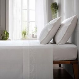 Casa da Laura Sábanas 100% algodón 200 hilos flores blanco cama 135/140 1 almohada