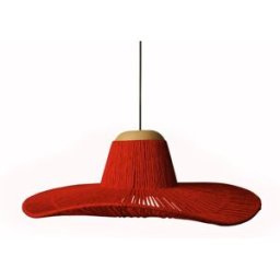 Tosel Lámpara de suspensión irregular metal natural pantalla rojo