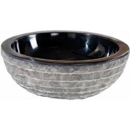 Wanda Collection Lavabo sobre encimera redondo de piedra negro 40 cm