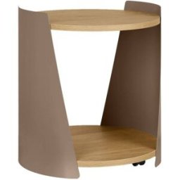 sweeek Mesa auxiliar de metal y efecto madera con ruedas, marrón