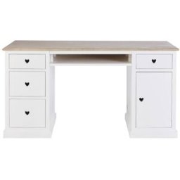 Maisons du Monde Escritorio infantil blanco con tablero chapado en roble
