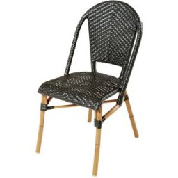 Maisons du Monde Silla de exterior profesional apilable de resina trenzada negra