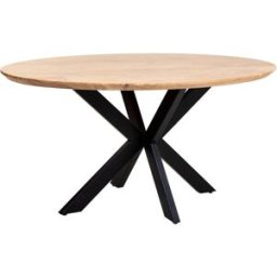 Wanderlust deco Mesa de comedor ovalada borde suizo de madera de acacia 160x90x76