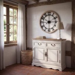 Maisons du Monde Aparador crema de 2 puertas y 2 cajones en pino y MDF 90 cm