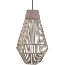 Tosel Lámpara de suspensión metal y madera natural pantalla hilo natural