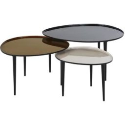 Maisons du Monde Juego de 3 mesas de centro nido en metal tricolor