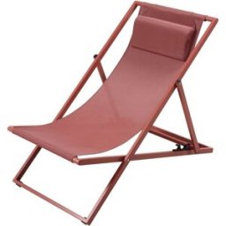 Maisons du Monde Tumbona plegable de acero y textileno terracota