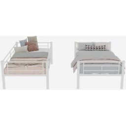 OKWISH Litera blanca de hierro convertible en 2 camas 90x190 cm