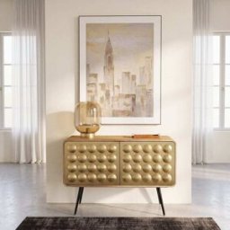 Maisons du Monde Aparador de 2 puertas de mango macizo y acero dorado de 117 cm