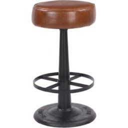 Maison Pavane Taburete para isla de cocina de 65 cm, de cuero de búfalo marrón