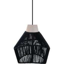 Tosel Lámpara de suspensión metal y madera natural pantalla hilo negro