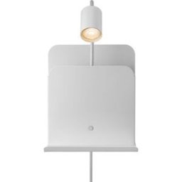 Nordlux Aplique pared revistero con repisa y usb blanco ideal como mesita