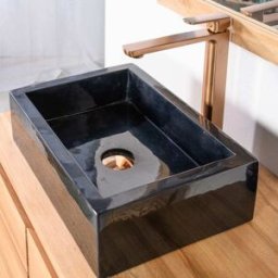 Wanda Collection Lavabo sobre encimera cuarto de baño rectángulo 30 x 40 cm negro