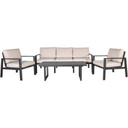 Kactus Republic Conjunto de jardín ONIX 4 piezas color antracita en aluminio y ratán