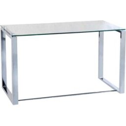 duehome Mesa de escritorio con sobre de cristal 120x60 cm xl metal cromado