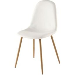 Maisons du Monde Silla de comedor blanca con patas de acero efecto roble