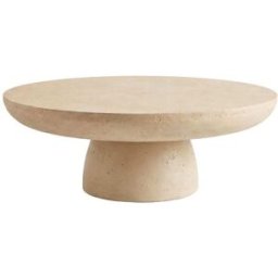 Maison Pavane Mesa centro beige redonda de fibra de arcilla, efecto hormigón ø90 cm