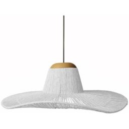 Tosel Lámpara de suspensión metal y madera natural pantalla hilo blanco